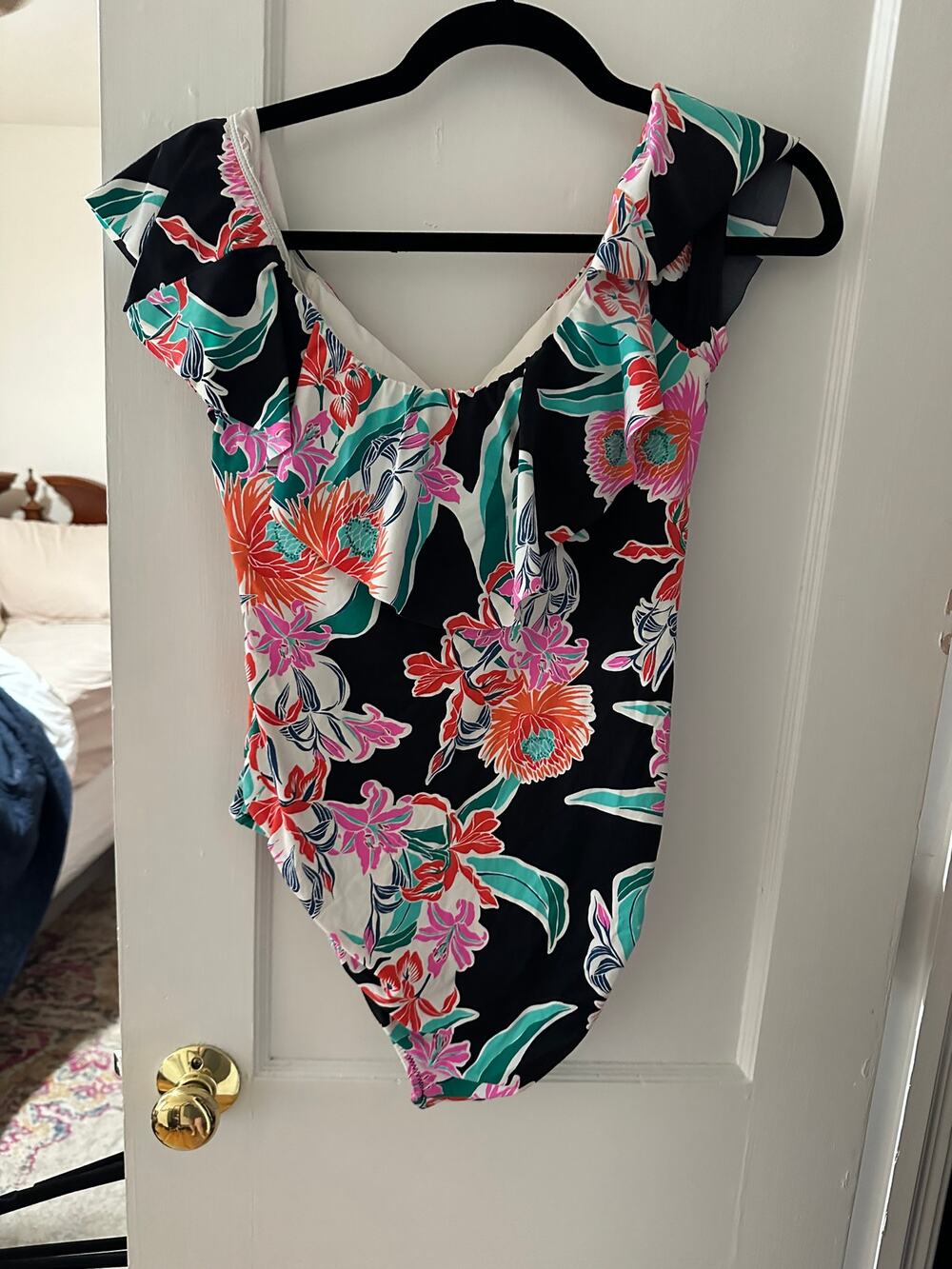 Trina Turk Tropical Wave Off-the-Shoulder OnePiece